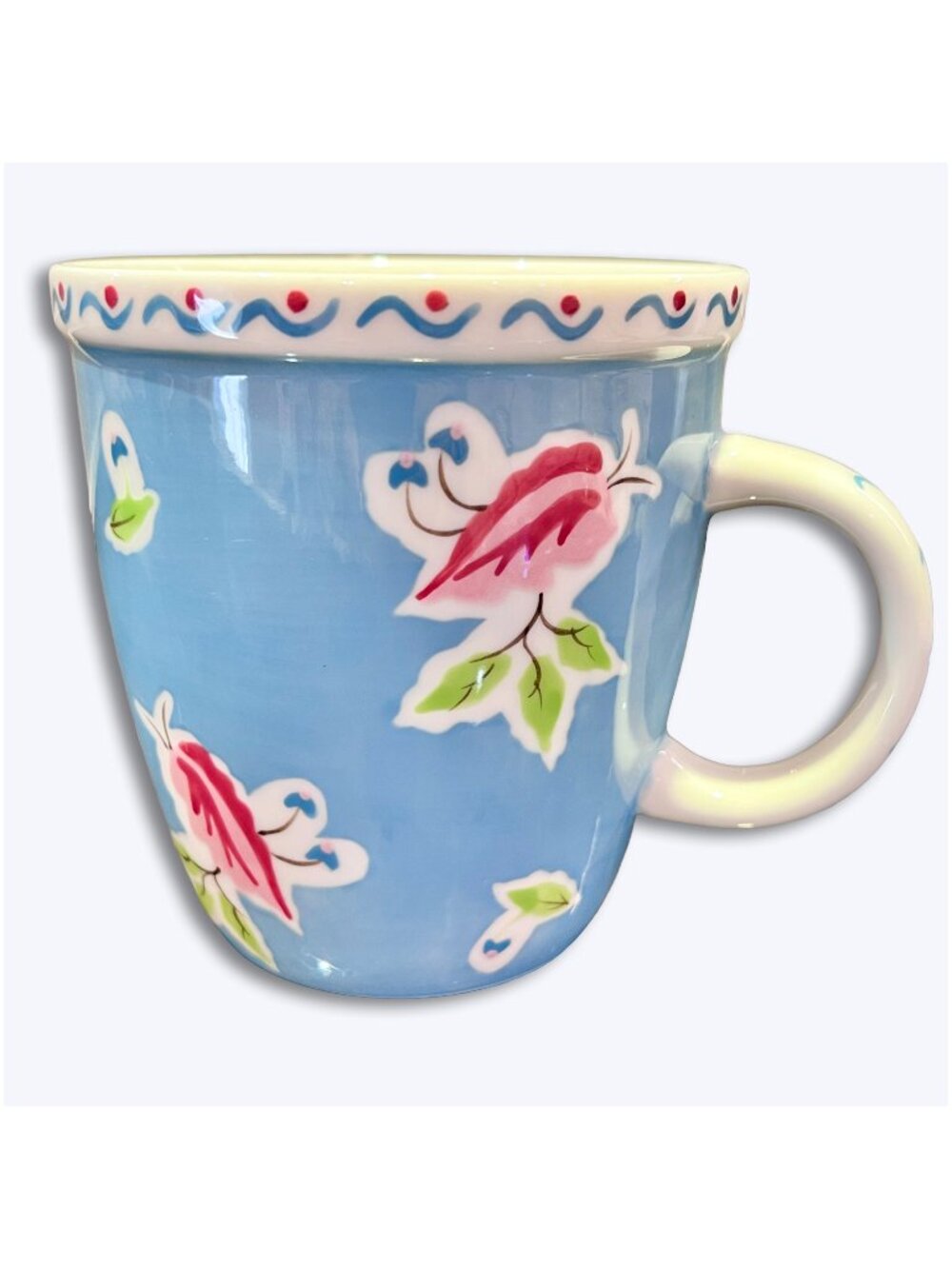 Vtg Starbucks 2004 Abbey Blue Pink Floral Coffee Mug Cup 14oz Cottagecore Spring